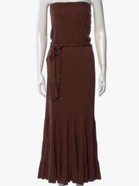 Diane Von Furstenberg Midi Strapless Dress Brown